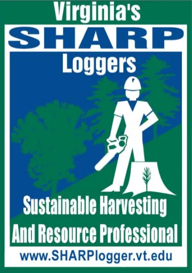 Virginia Sharp Loggers Logo. Sustainable Harvesting And Resource Professional. www.sharplogger.vt.edu
